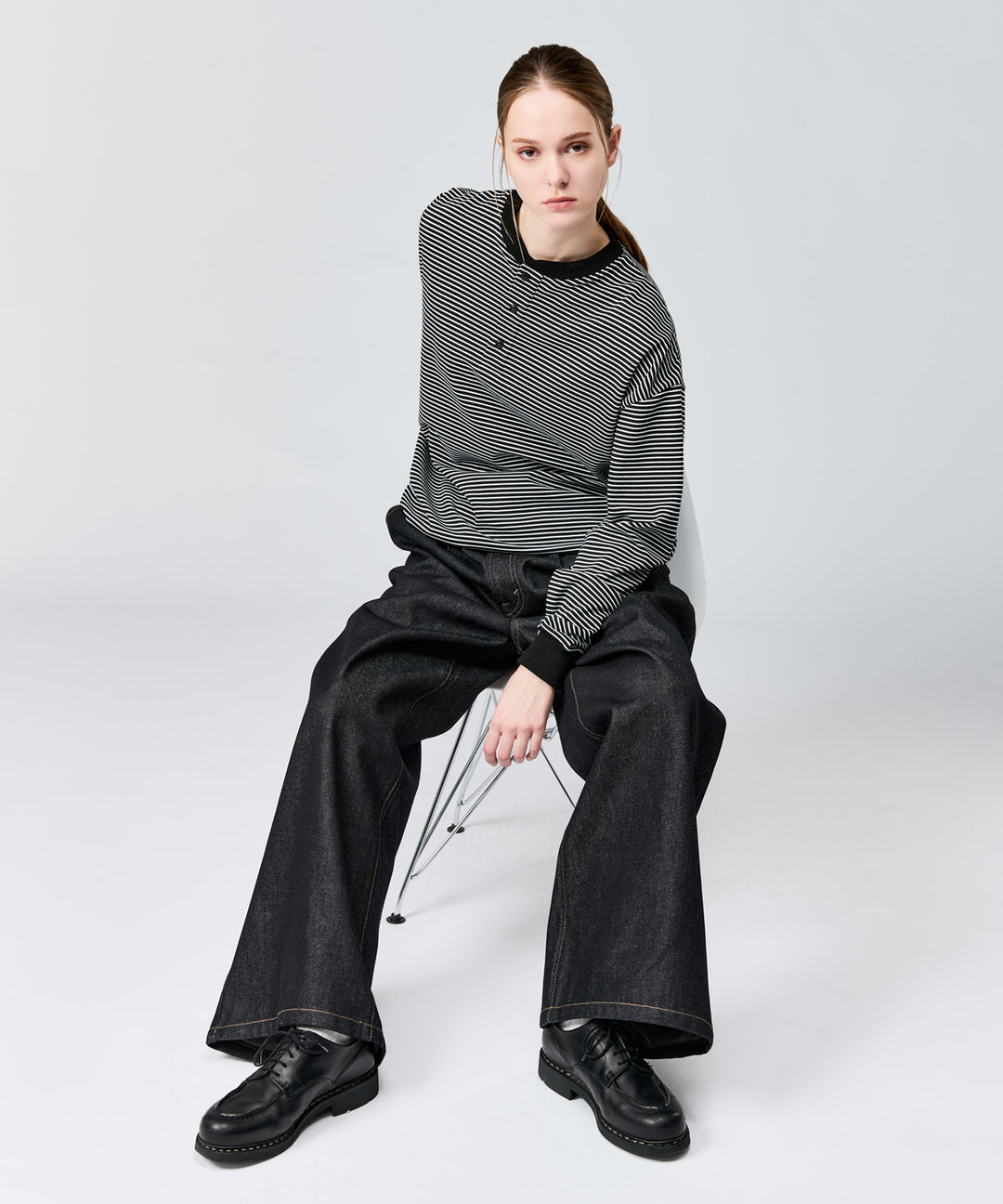 WETTEMPT｜ウィテンプト】HENLEY NECK BORDER L/S TEE / ヘンリー