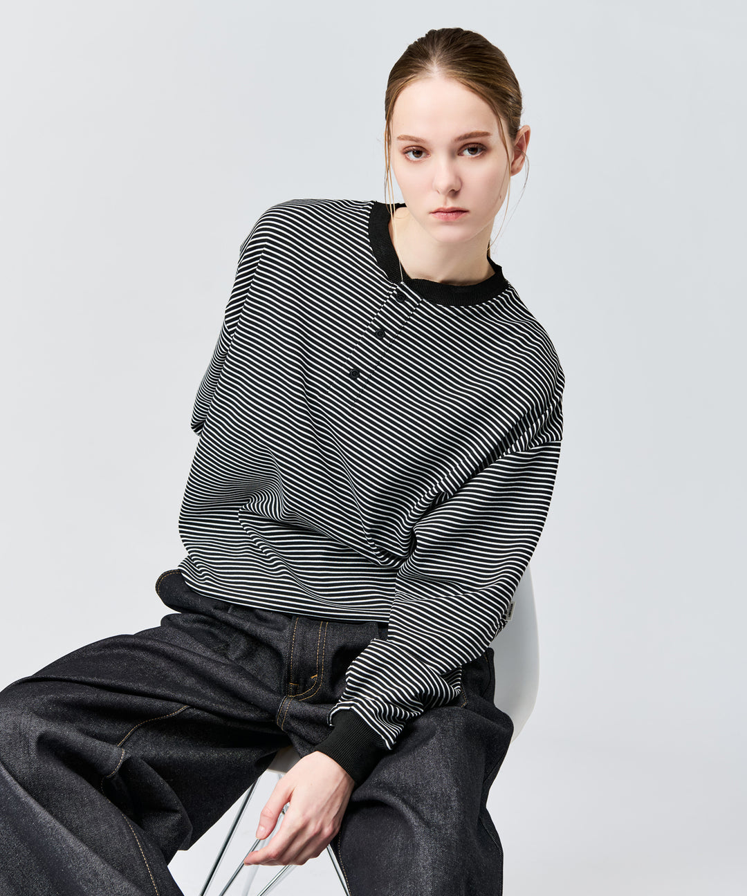 WETTEMPT｜ウィテンプト】HENLEY NECK BORDER L/S TEE / ヘンリー