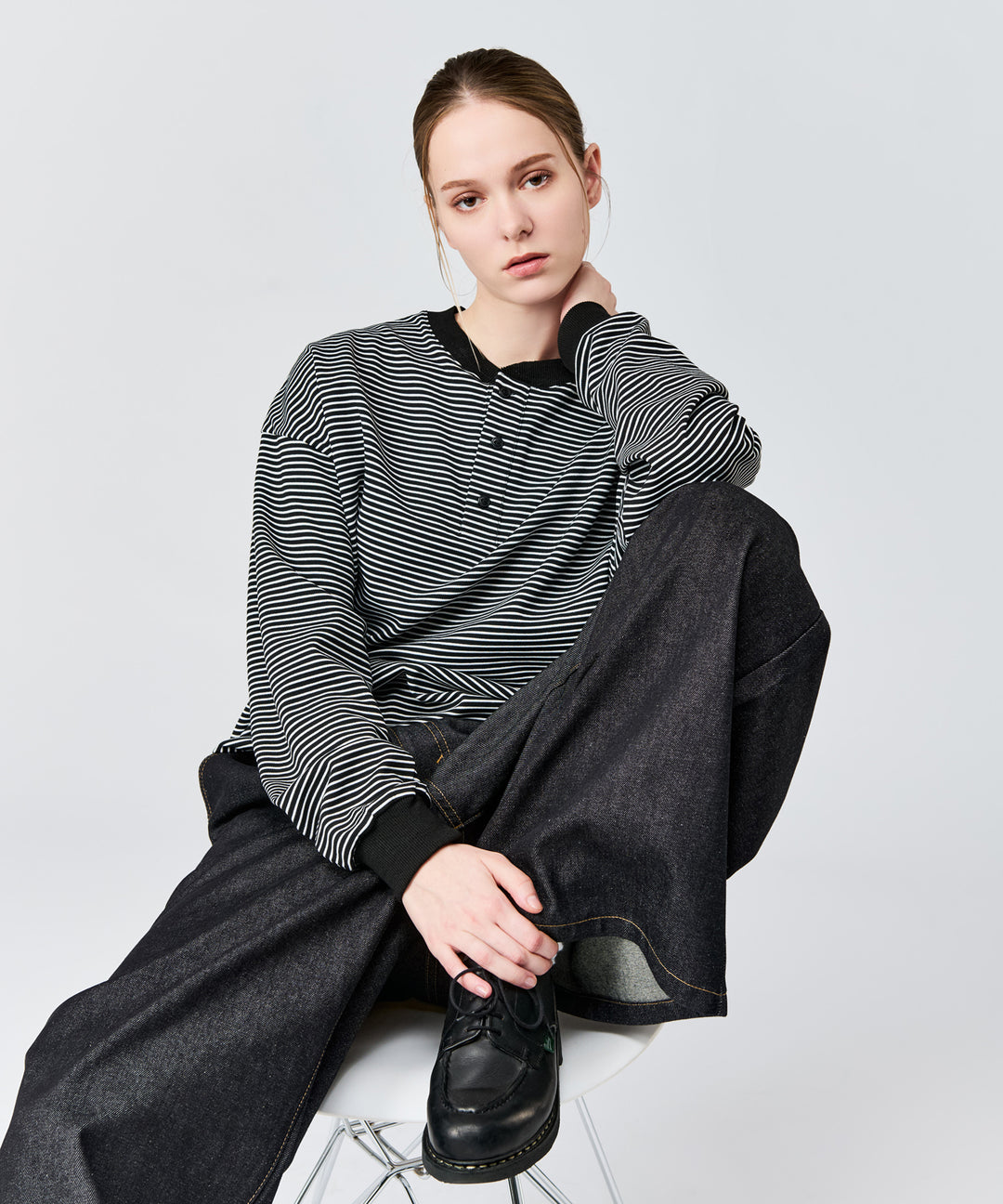 WETTEMPT｜ウィテンプト】HENLEY NECK BORDER L/S TEE / ヘンリー