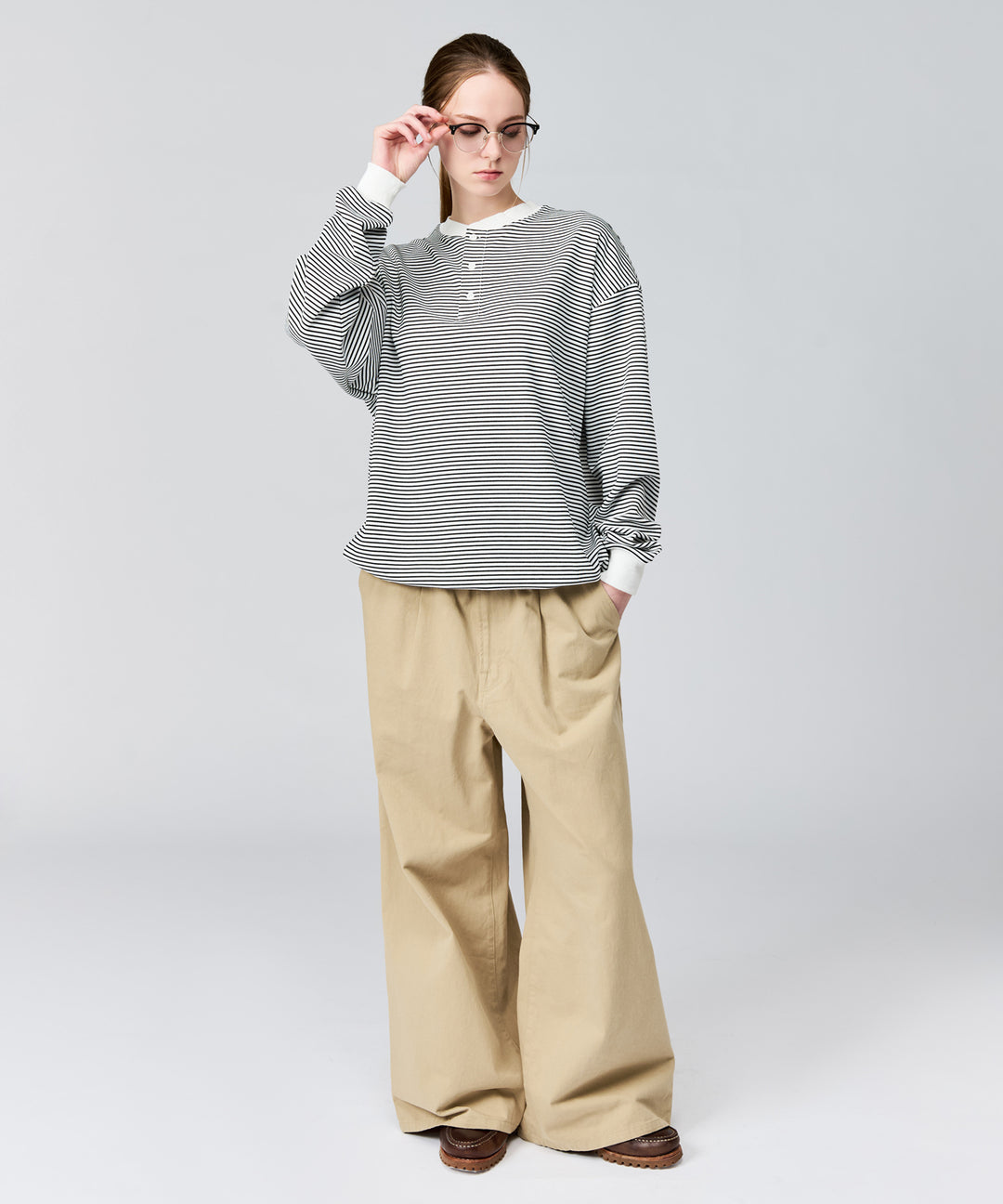 WETTEMPT｜ウィテンプト】HENLEY NECK BORDER L/S TEE / ヘンリー