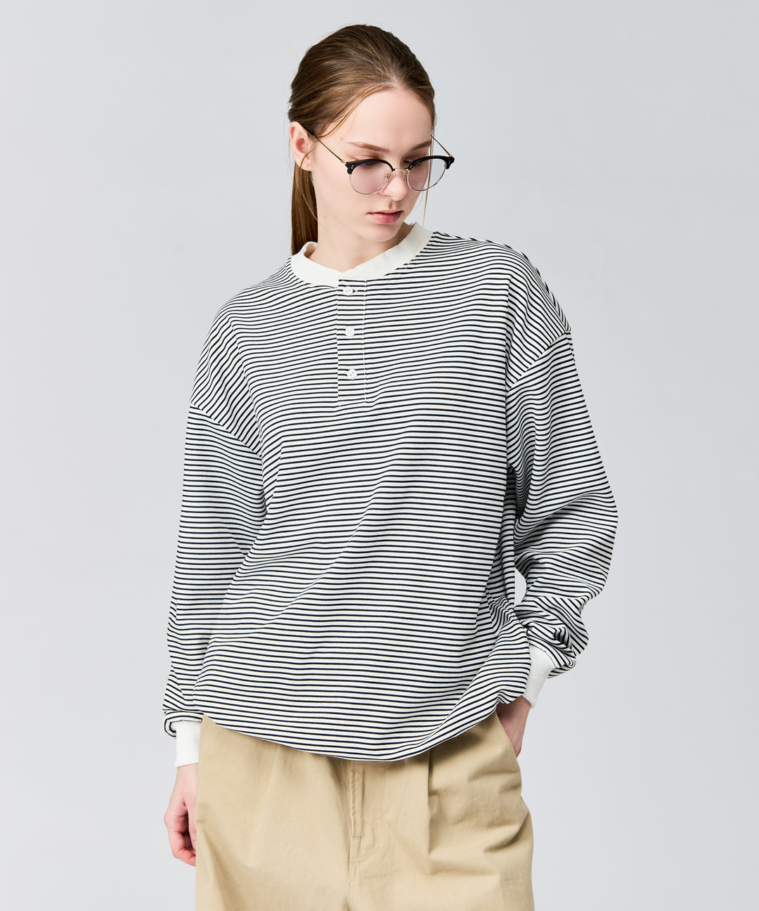 WETTEMPT｜ウィテンプト】HENLEY NECK BORDER L/S TEE / ヘンリー