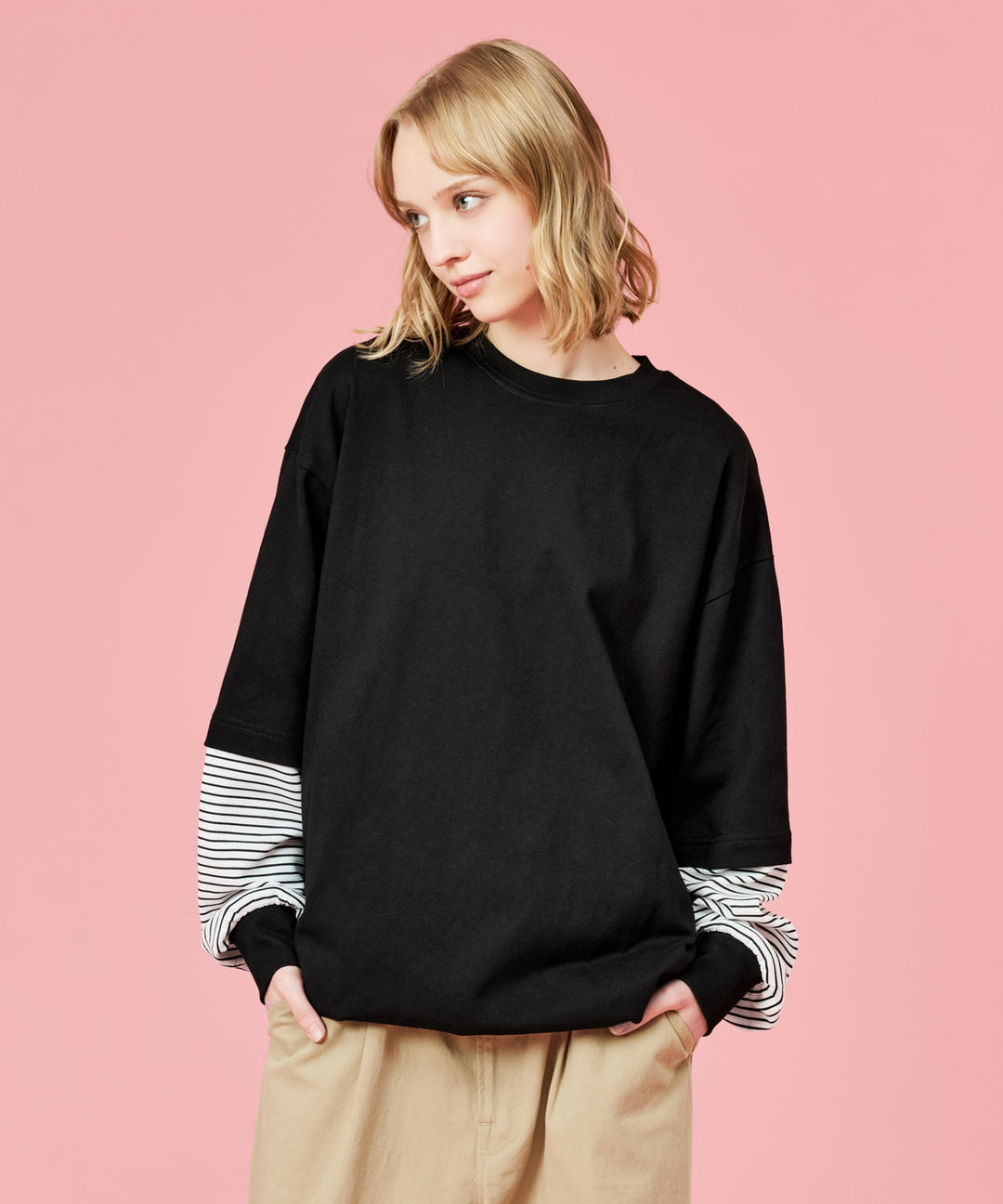 WETTEMPT｜ウィテンプト】LAYERED LIKE BORDER L/S TEE / レイヤード