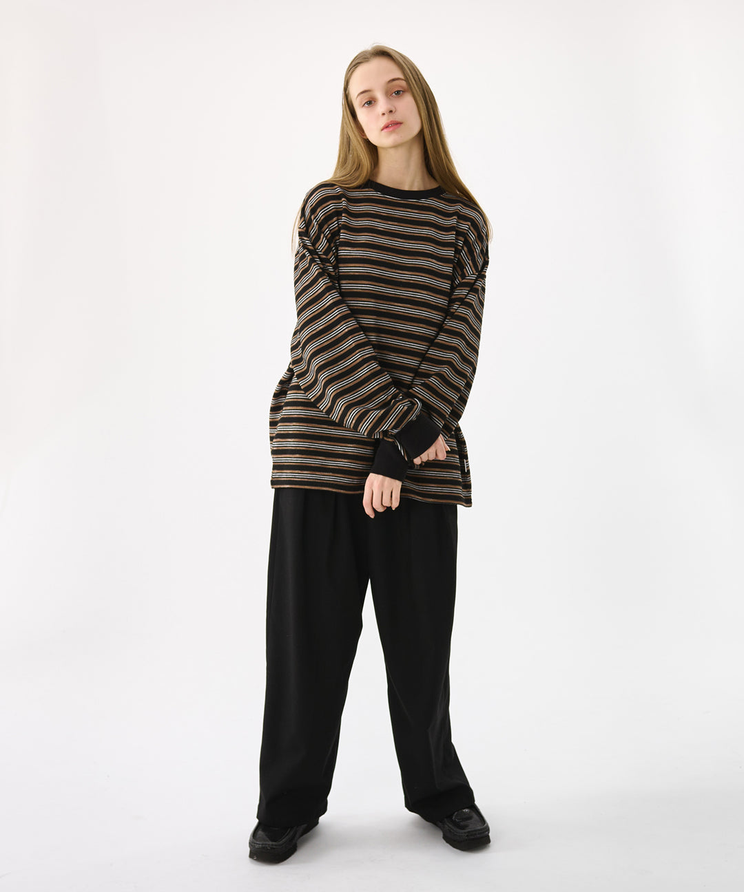 WETTEMPT｜ウィテンプト】CREW NECK MULTI BORDER LONG TEE