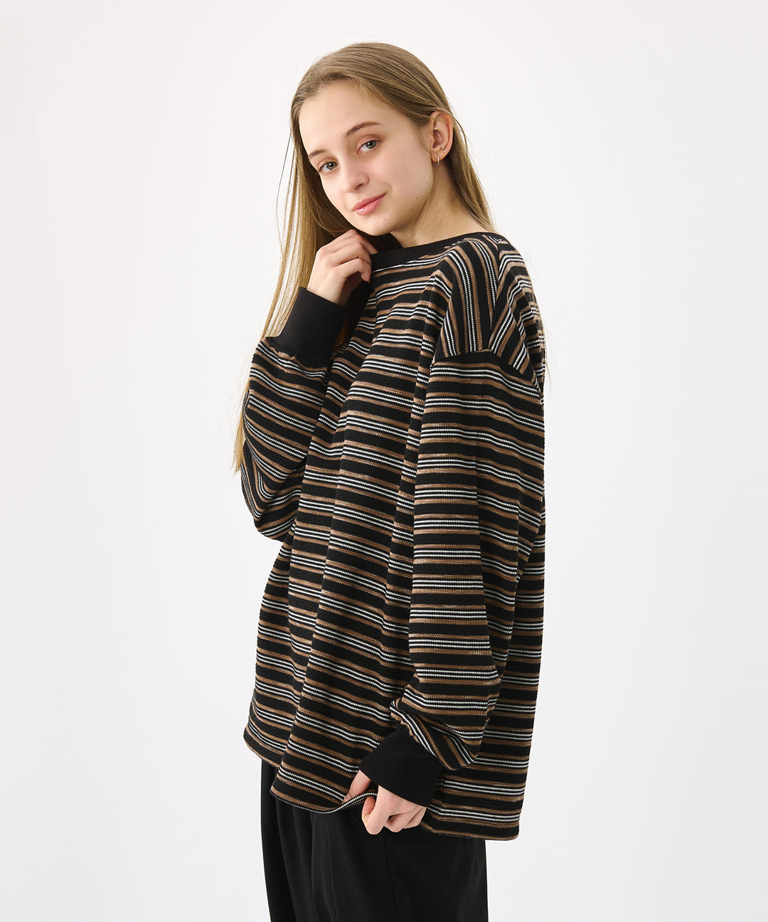 WETTEMPT｜ウィテンプト】CREW NECK MULTI BORDER LONG TEE