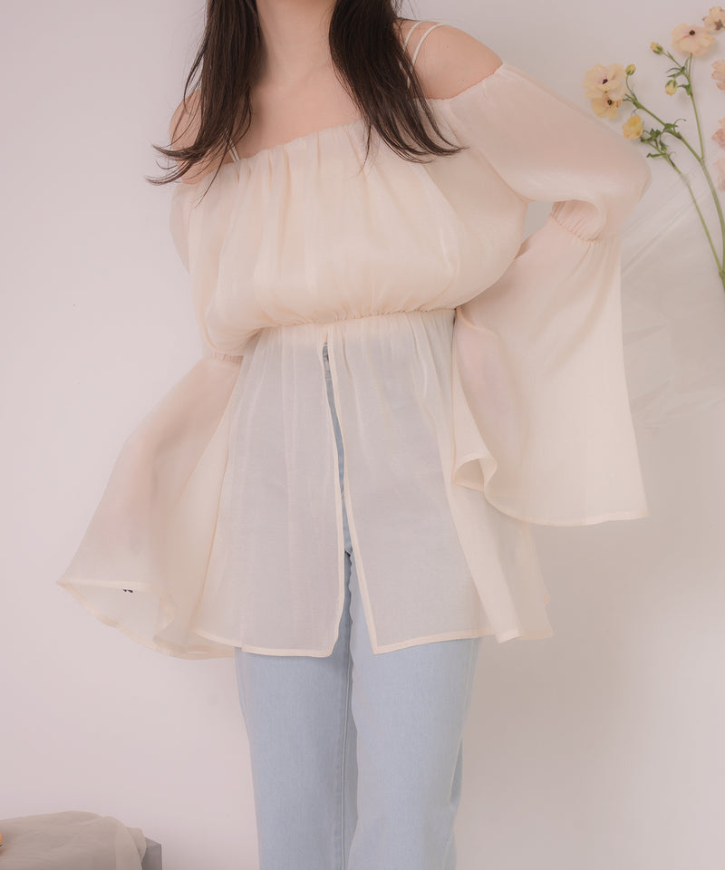 chiffon off shoulder blouse / シフォンオフショルダーブラウス