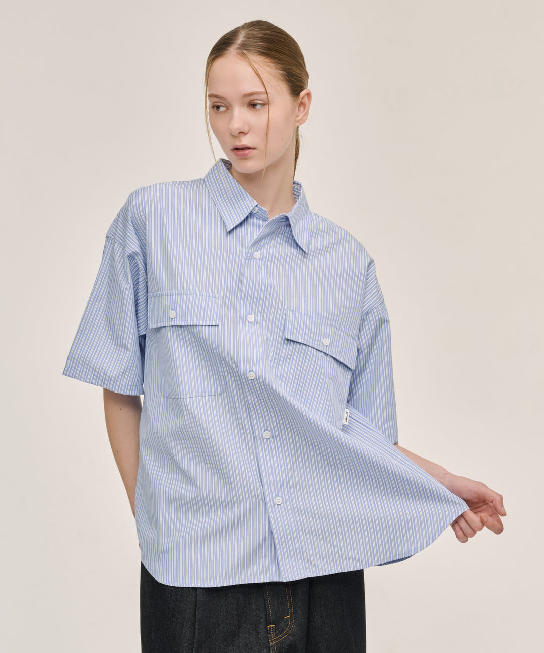 WETTEMPT｜ウィテンプト】DOUBLE POCKET STRIPE S/S SHIRT / ダブル