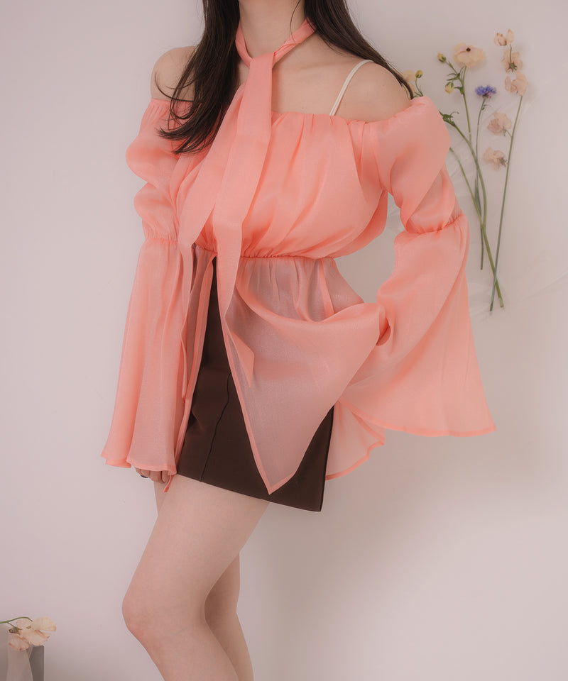 chiffon off shoulder blouse / シフォンオフショルダーブラウス