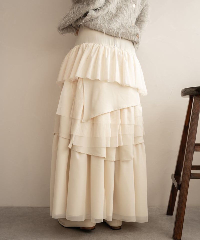 tull mix tiered skirt / チュールミックスティアードスカート