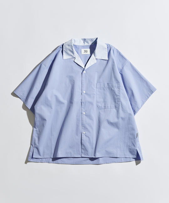【WETTEMPT｜ウィテンプト】STRIPE COLLAR OPEN S/S SHIRT / ストライプカラーオープンS/Sシャツ