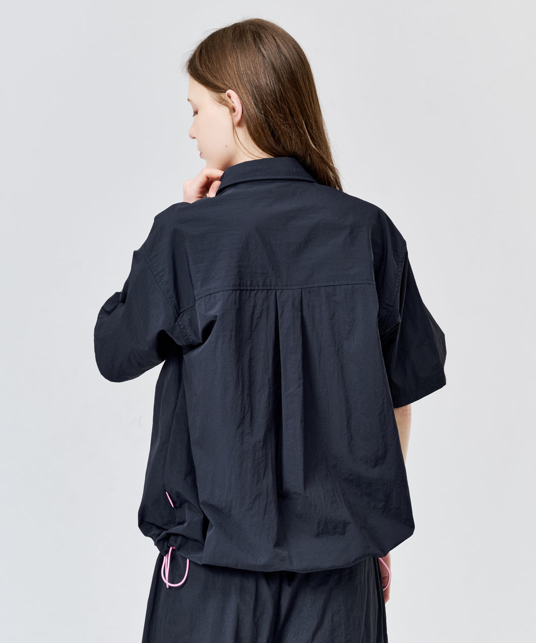 WETTEMPT｜ウィテンプト】NYLON BICOLOR DRAWSTRING S/S SHIRT