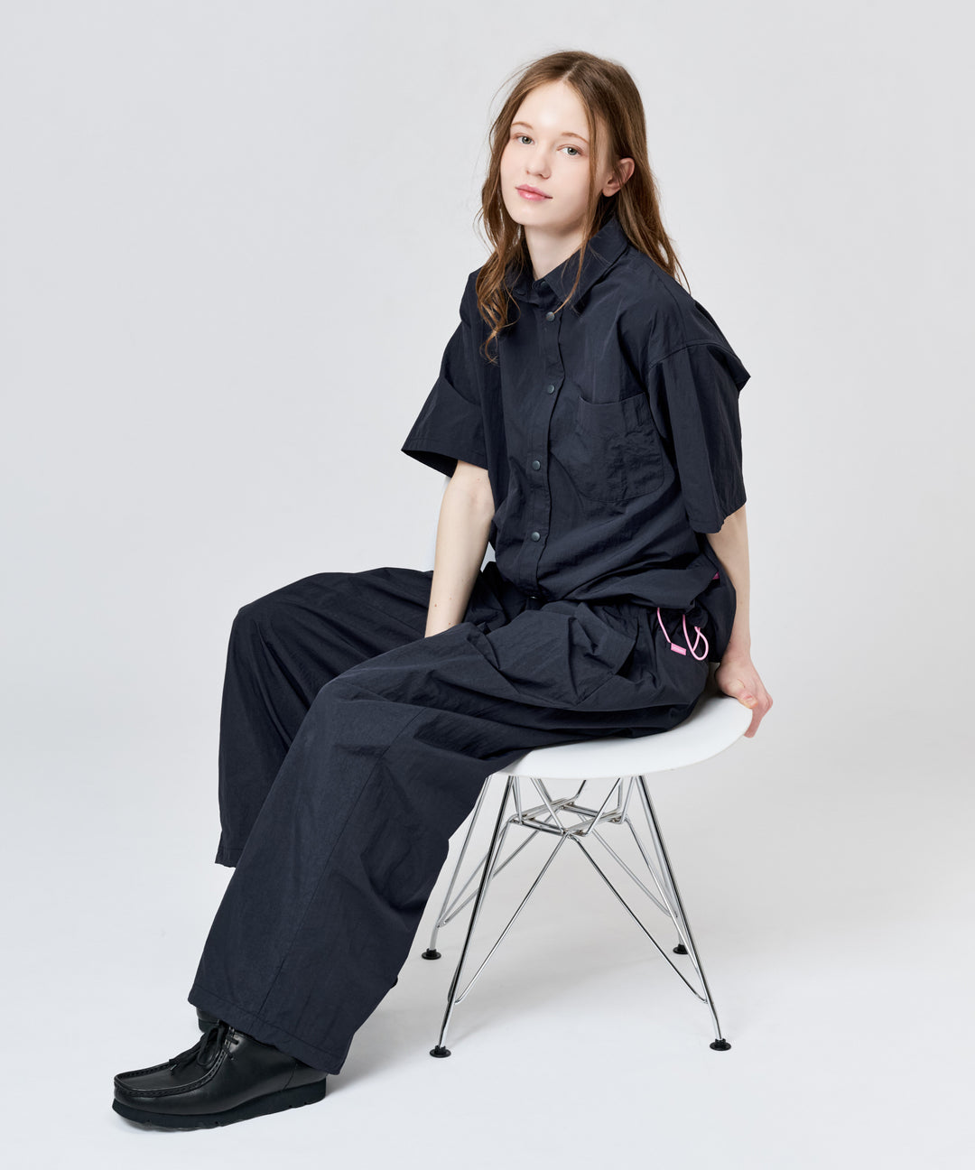 WETTEMPT｜ウィテンプト】NYLON BICOLOR DRAWSTRING S/S SHIRT