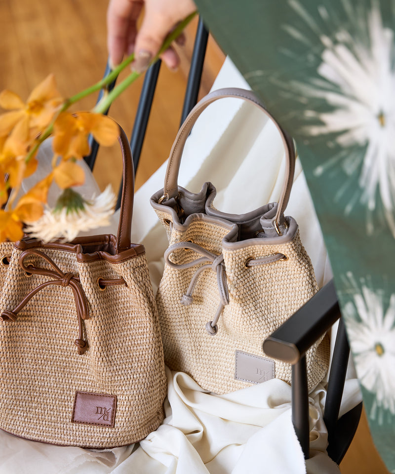 drawstring ribbon basket bag / ドロストリボンカゴバッグ　