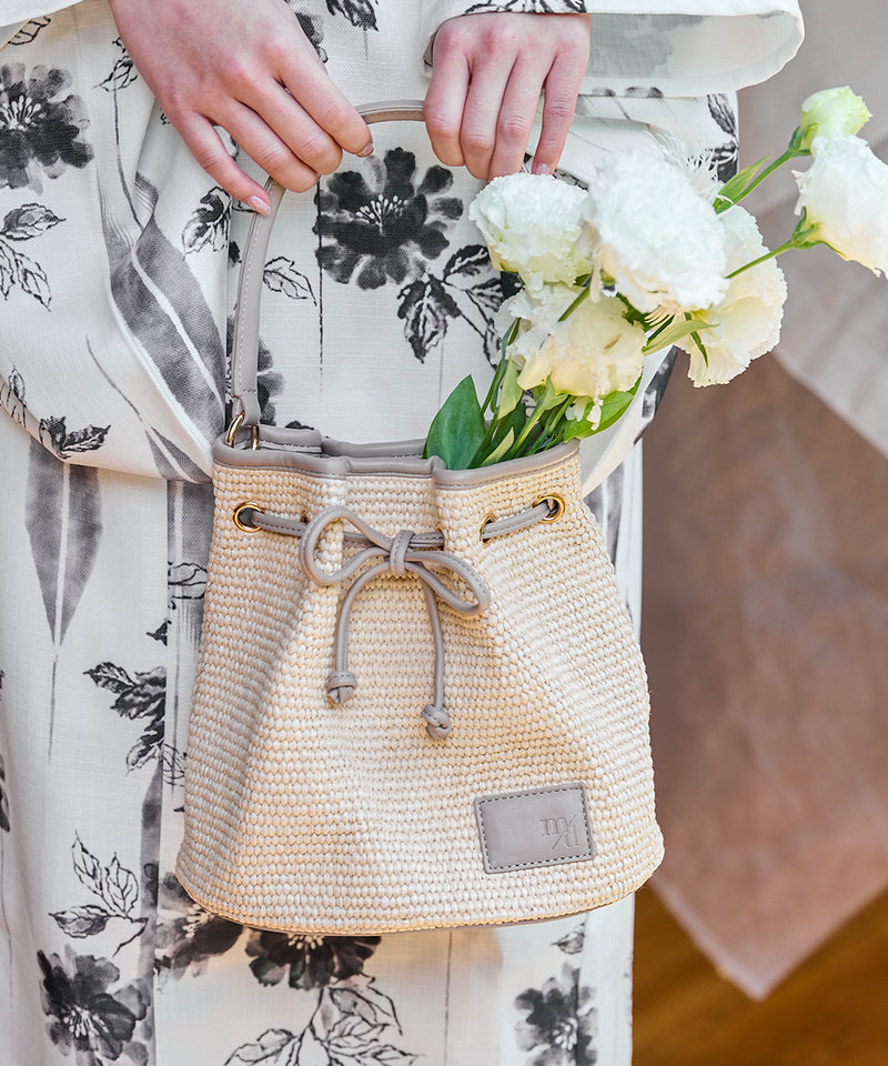 drawstring ribbon basket bag / ドロストリボンカゴバッグ　