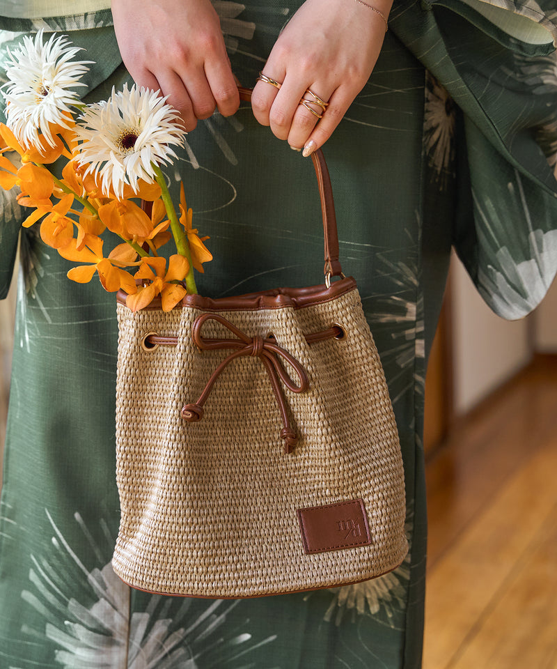drawstring ribbon basket bag / ドロストリボンカゴバッグ　