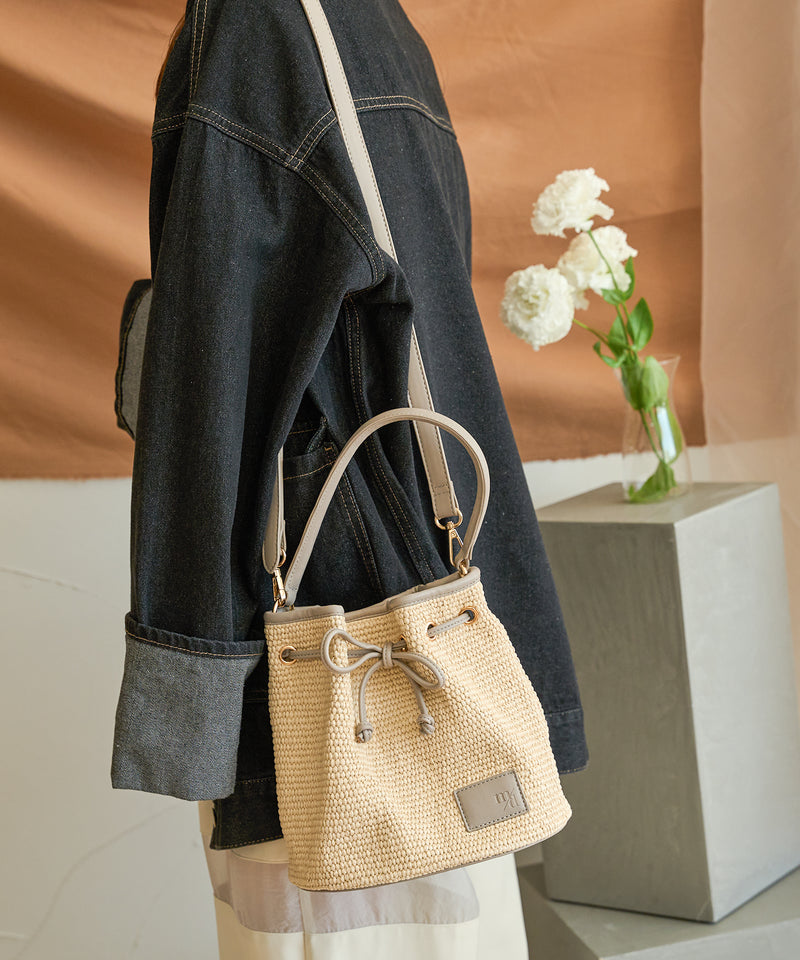 drawstring ribbon basket bag / ドロストリボンカゴバッグ　