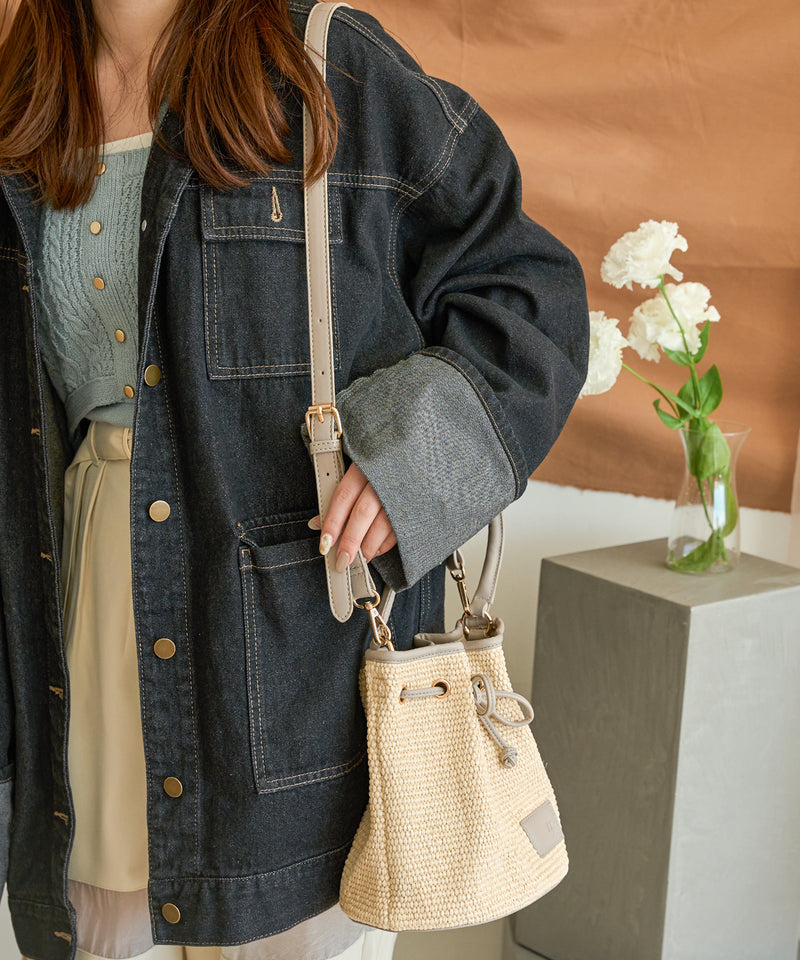 drawstring ribbon basket bag / ドロストリボンカゴバッグ　