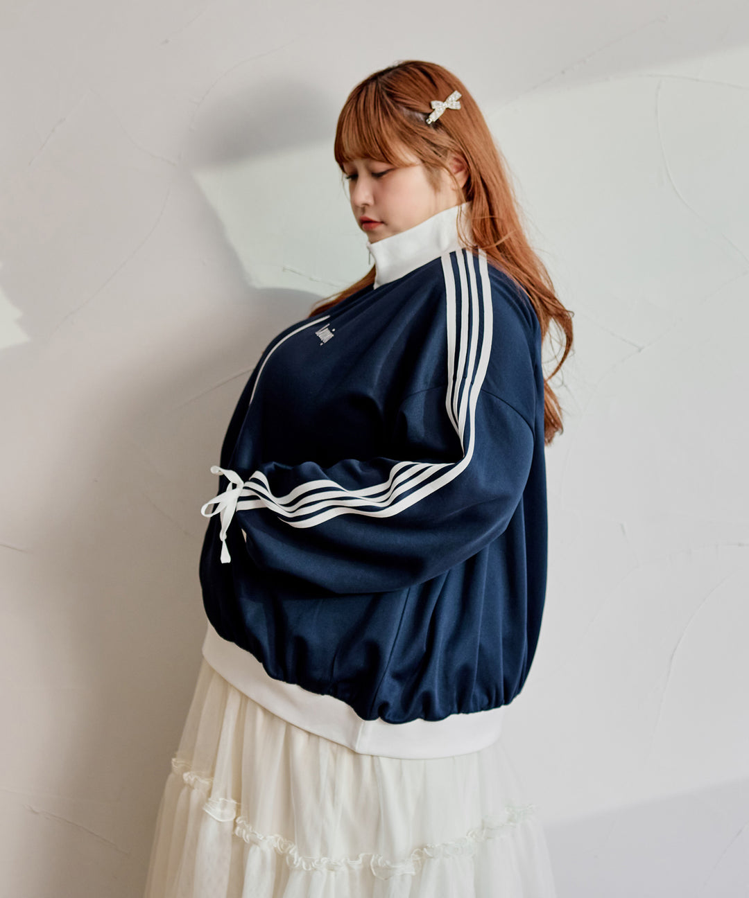 ぽっちゃりさん向けファッション|Louiosy|ルオシー|RIBBON TRACK JACKET/リボントラックジャケット – favclo.