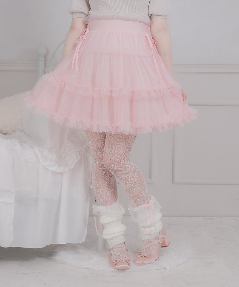 【りりあ】tulle ribbon mini skirt / チュールリボンミニスカート