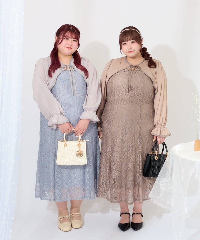 CHIFFON BOLERO & LACE CAMI DRESS SET/マルチウェイシフォンボレロ+レースキャミワンピースセット|Louiosy ルオシー