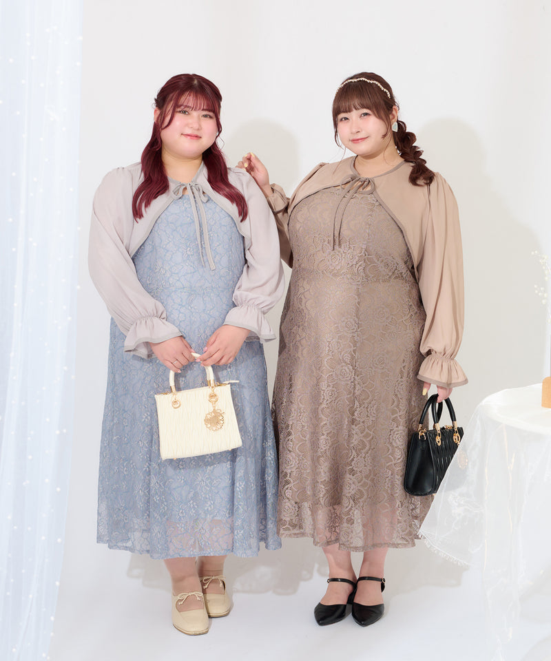 【Anniversary Special item】CHIFFON BOLERO & LACE CAMI DRESS SET/マルチウェイシフォンボレロ+レースキャミワンピースセット