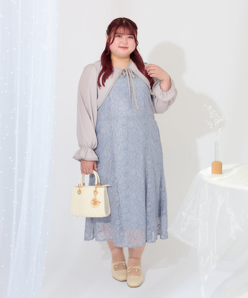 【Anniversary Special item】CHIFFON BOLERO & LACE CAMI DRESS SET/マルチウェイシフォンボレロ+レースキャミワンピースセット