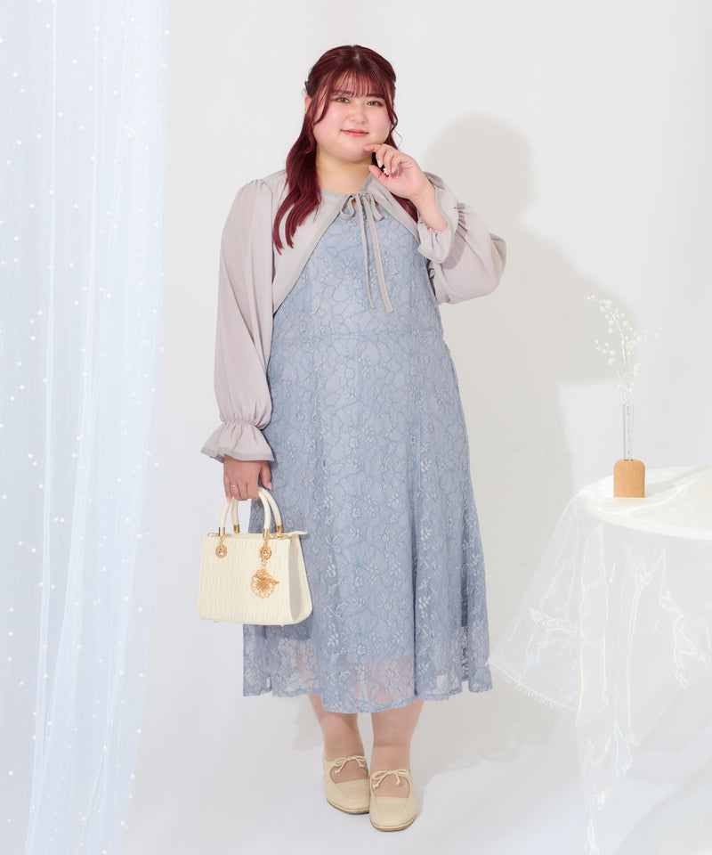 【Anniversary Special item】CHIFFON BOLERO & LACE CAMI DRESS SET/マルチウェイシフォンボレロ+レースキャミワンピースセット