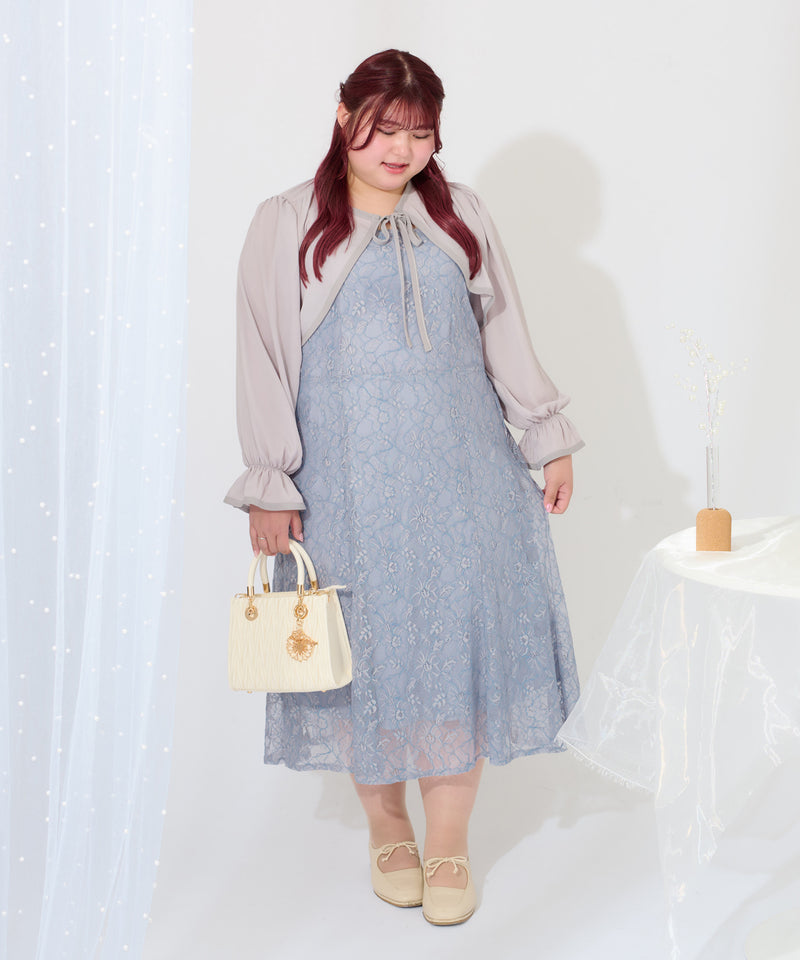 【Anniversary Special item】CHIFFON BOLERO & LACE CAMI DRESS SET/マルチウェイシフォンボレロ+レースキャミワンピースセット