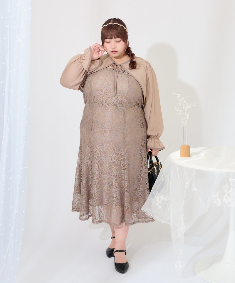 【Anniversary Special item】CHIFFON BOLERO & LACE CAMI DRESS SET/マルチウェイシフォンボレロ+レースキャミワンピースセット