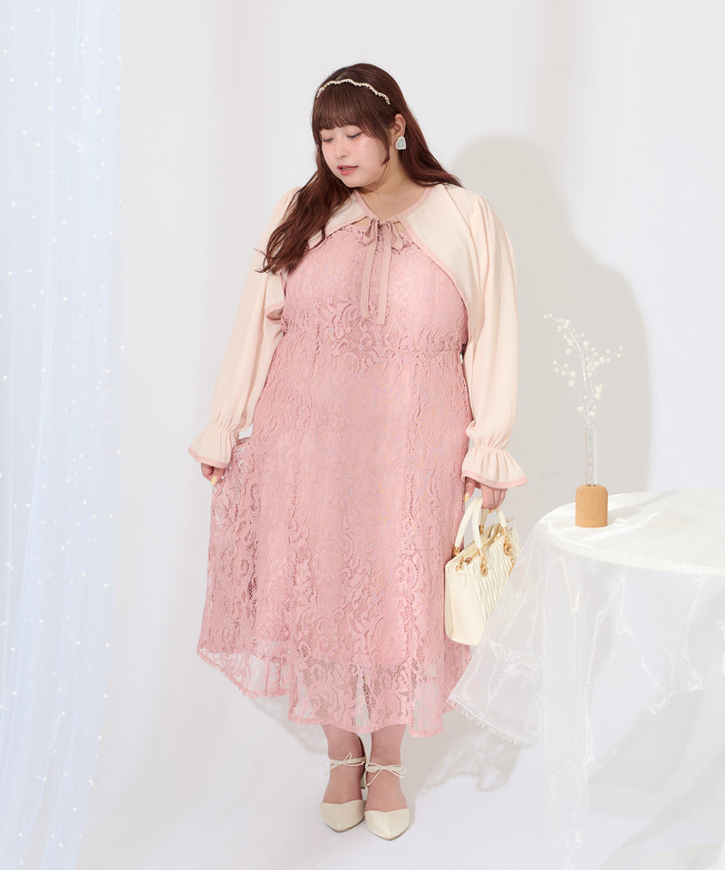 【Anniversary Special item】CHIFFON BOLERO & LACE CAMI DRESS SET/マルチウェイシフォンボレロ+レースキャミワンピースセット