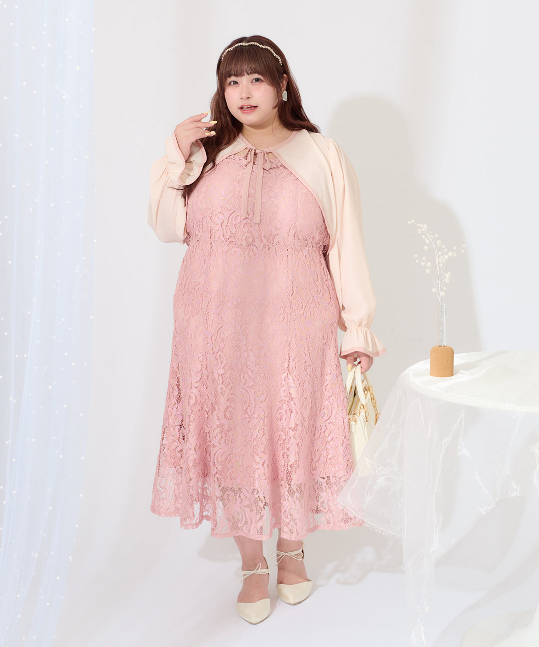 Anniversary Special item】CHIFFON BOLERO & LACE CAMI DRESS SET/マルチウェイシ –  favclo.