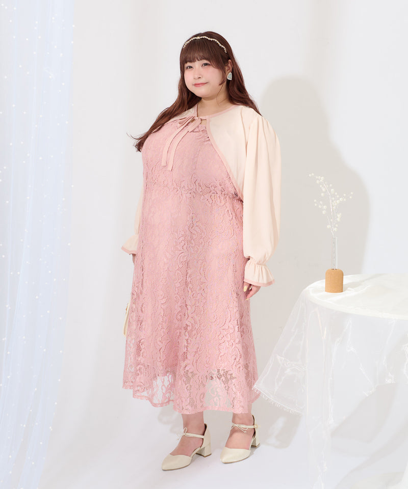 【Anniversary Special item】CHIFFON BOLERO & LACE CAMI DRESS SET/マルチウェイシフォンボレロ+レースキャミワンピースセット