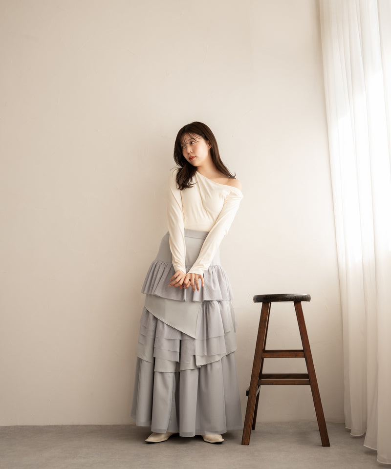 tull mix tiered skirt / チュールミックスティアードスカート