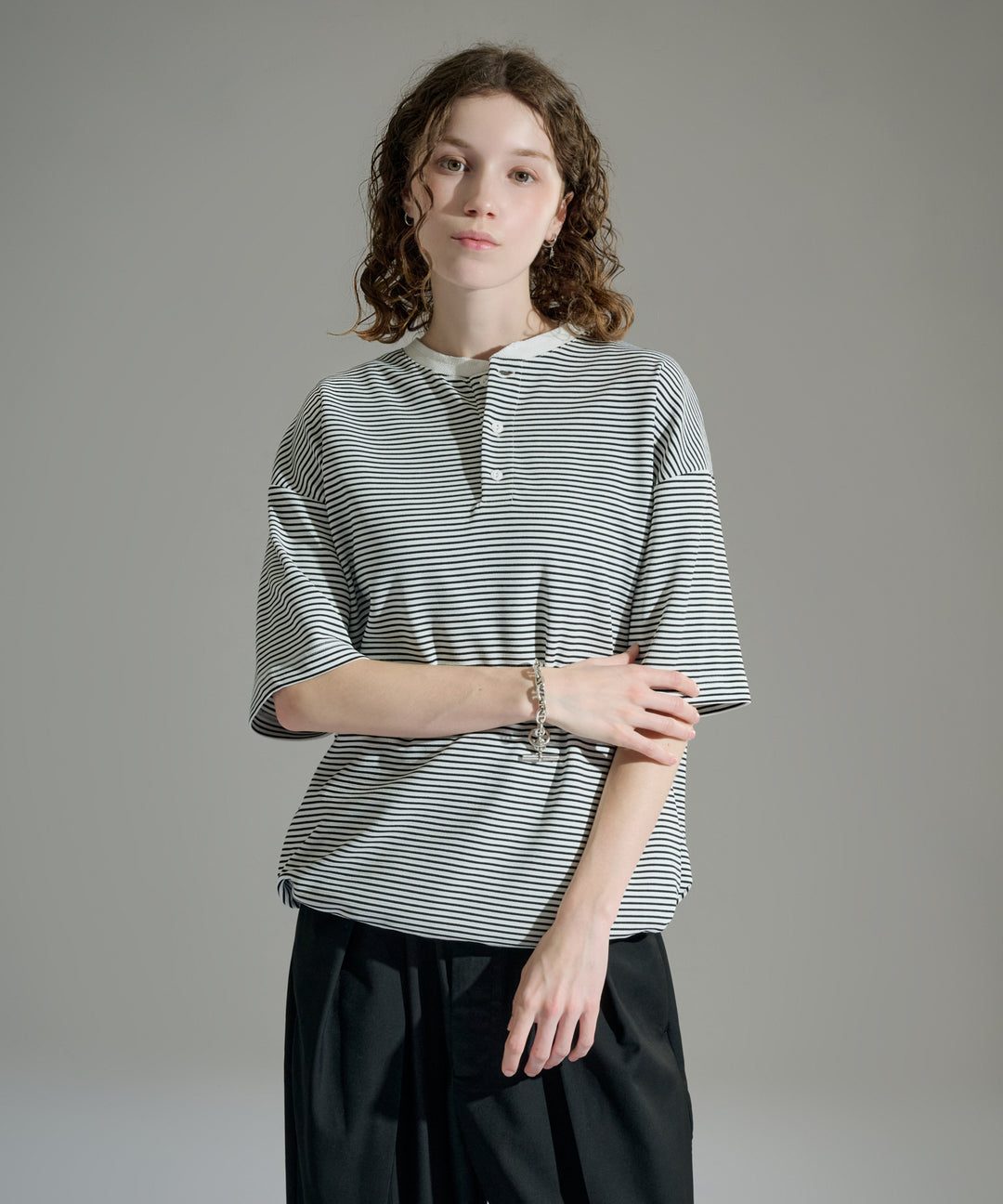 WETTEMPT｜ウィテンプト】HENLEY NECK BORDER S/S TEE / ヘンリー