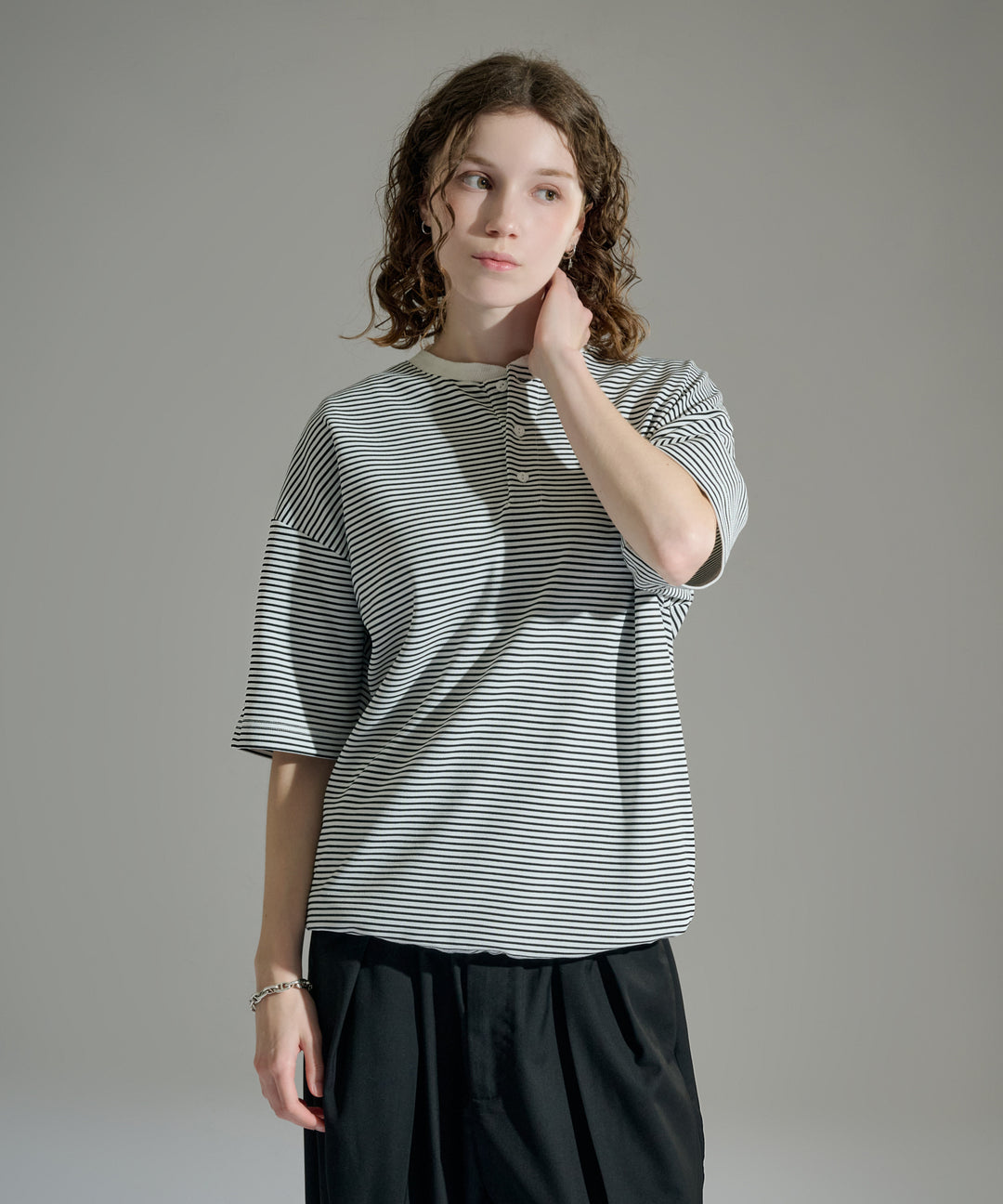 WETTEMPT｜ウィテンプト】HENLEY NECK BORDER S/S TEE / ヘンリー