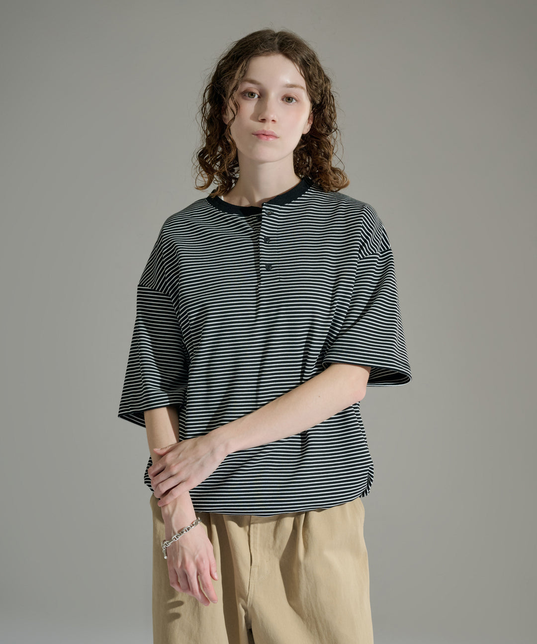 WETTEMPT｜ウィテンプト】HENLEY NECK BORDER S/S TEE / ヘンリー