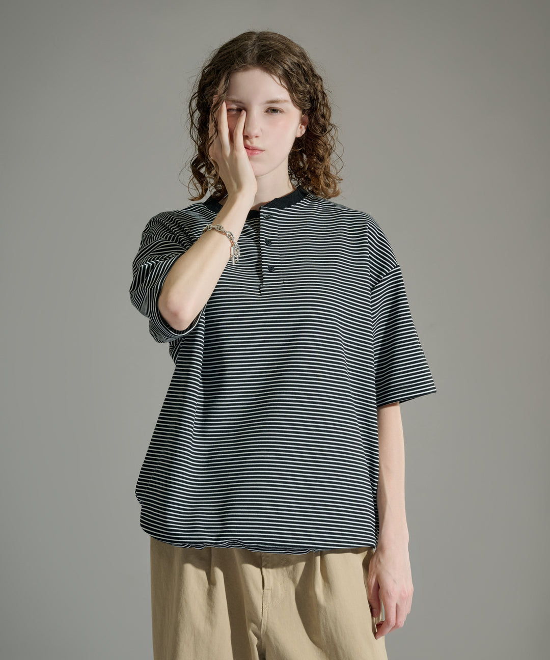 WETTEMPT｜ウィテンプト】HENLEY NECK BORDER S/S TEE / ヘンリー