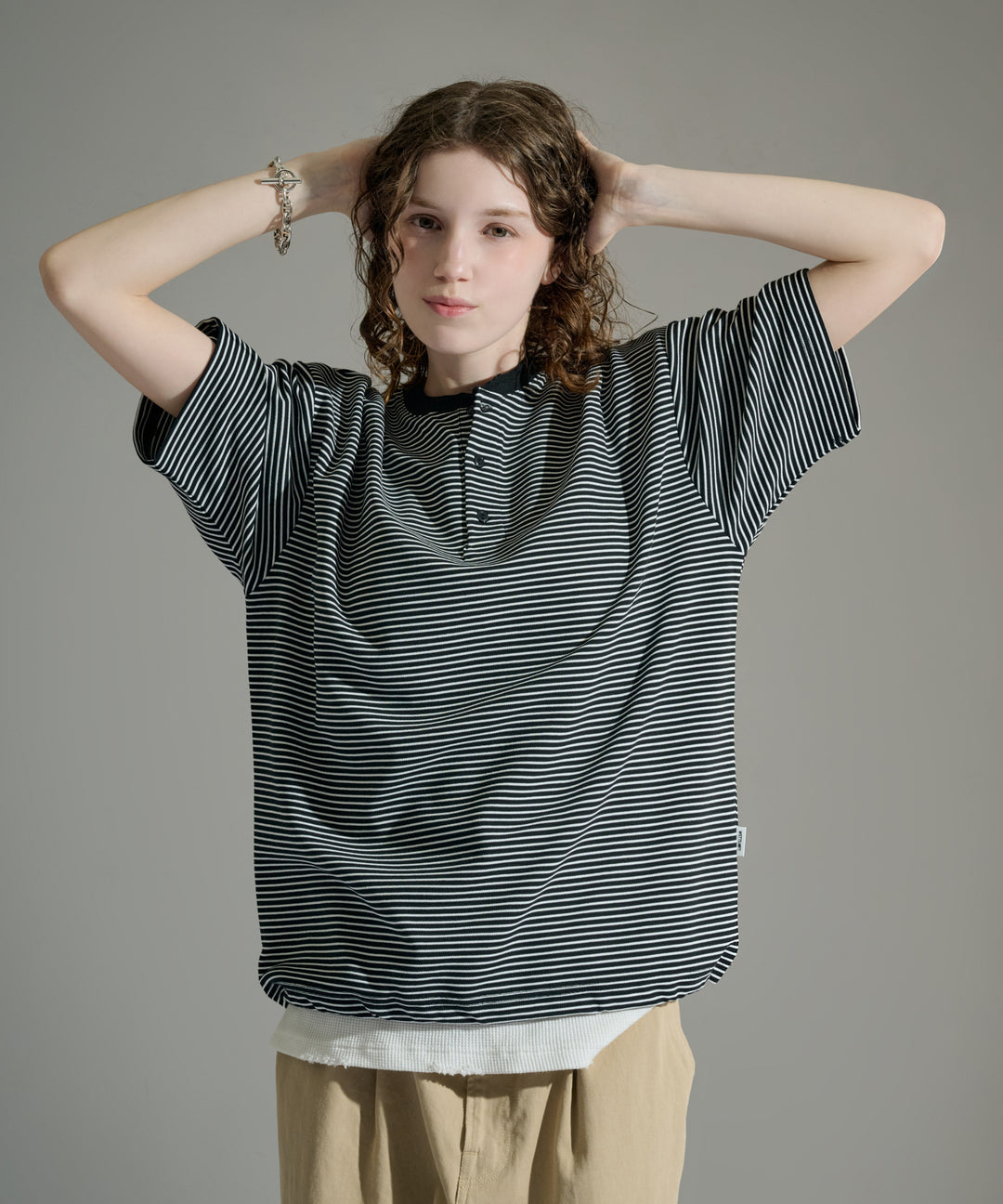 WETTEMPT｜ウィテンプト】HENLEY NECK BORDER S/S TEE / ヘンリー