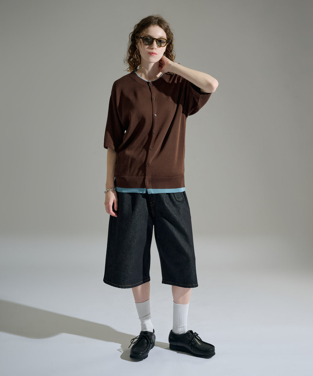 WETTEMPT｜ウィテンプト】 BELTED WIDE DENIM HALF PANTS / ベルテッド