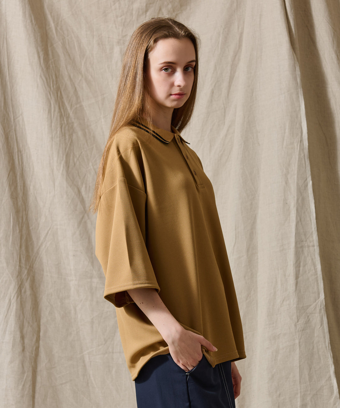 WETTEMPT｜ウィテンプト】MOSS STITCH LOOSE POLO SHIRT / 鹿の子