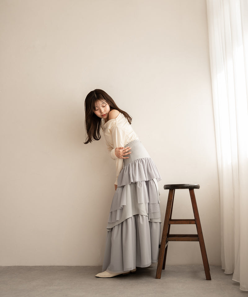 tull mix tiered skirt / チュールミックスティアードスカート