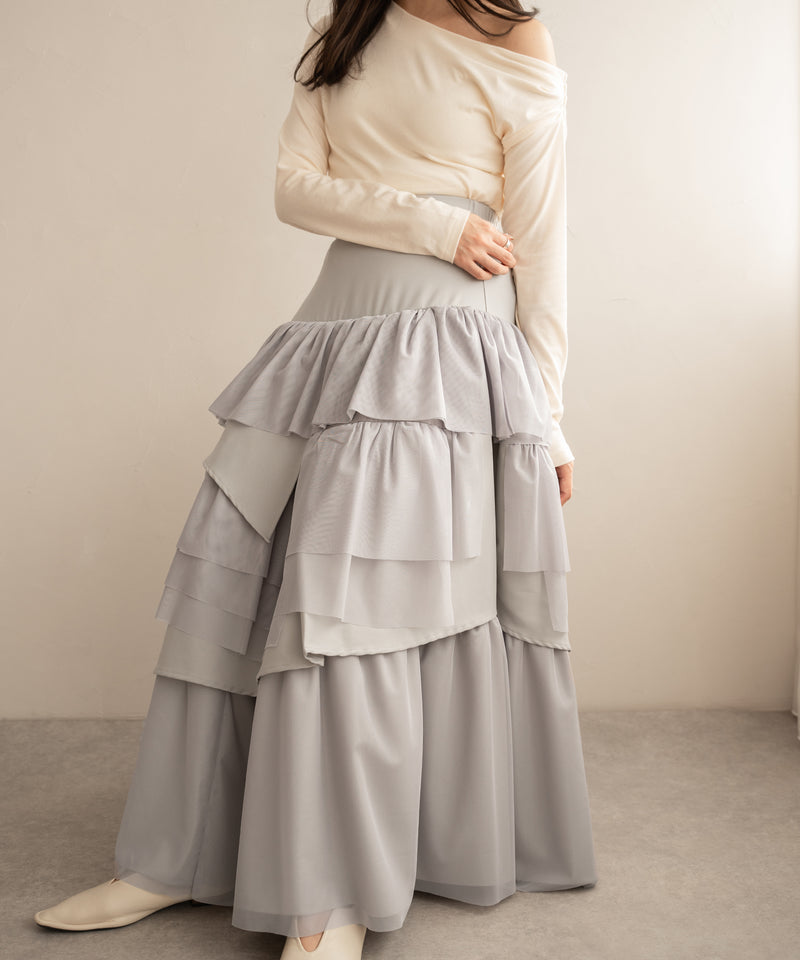 tull mix tiered skirt / チュールミックスティアードスカート