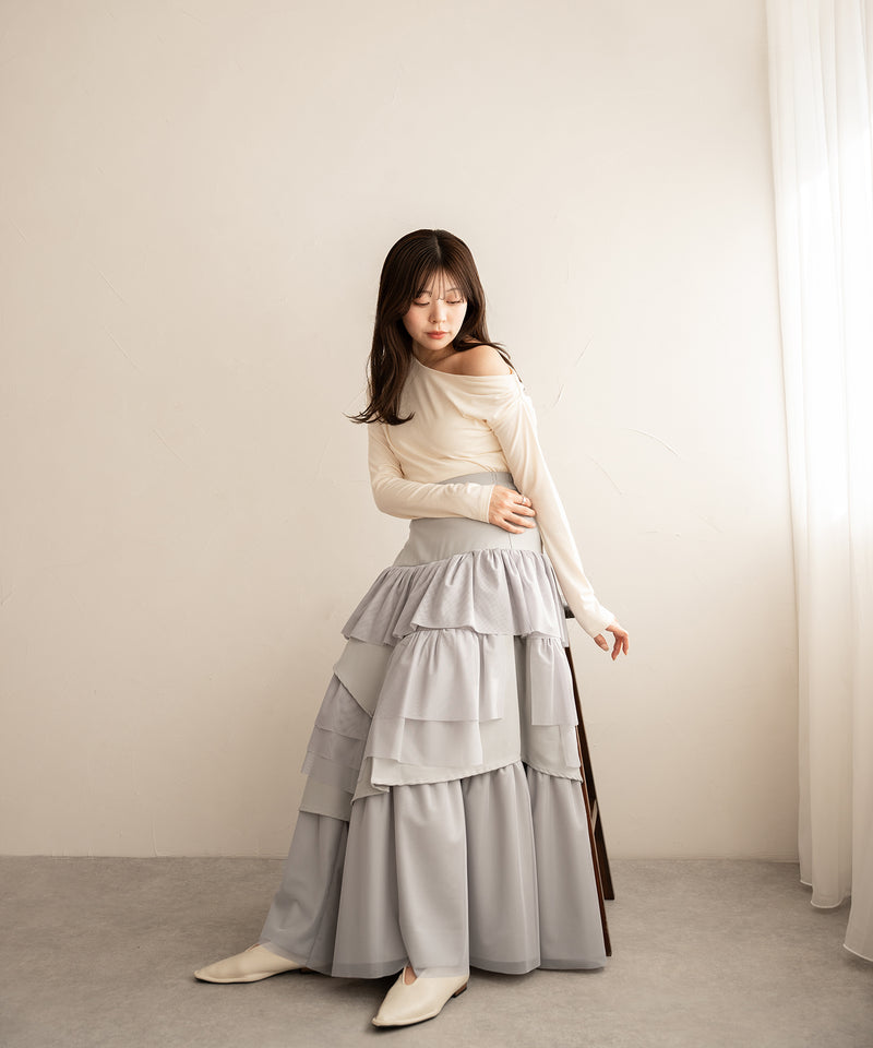 tull mix tiered skirt / チュールミックスティアードスカート