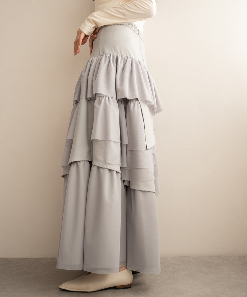 tull mix tiered skirt / チュールミックスティアードスカート