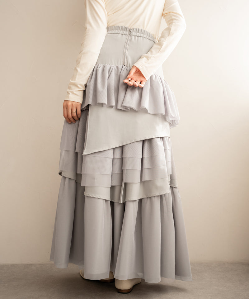 tull mix tiered skirt / チュールミックスティアードスカート