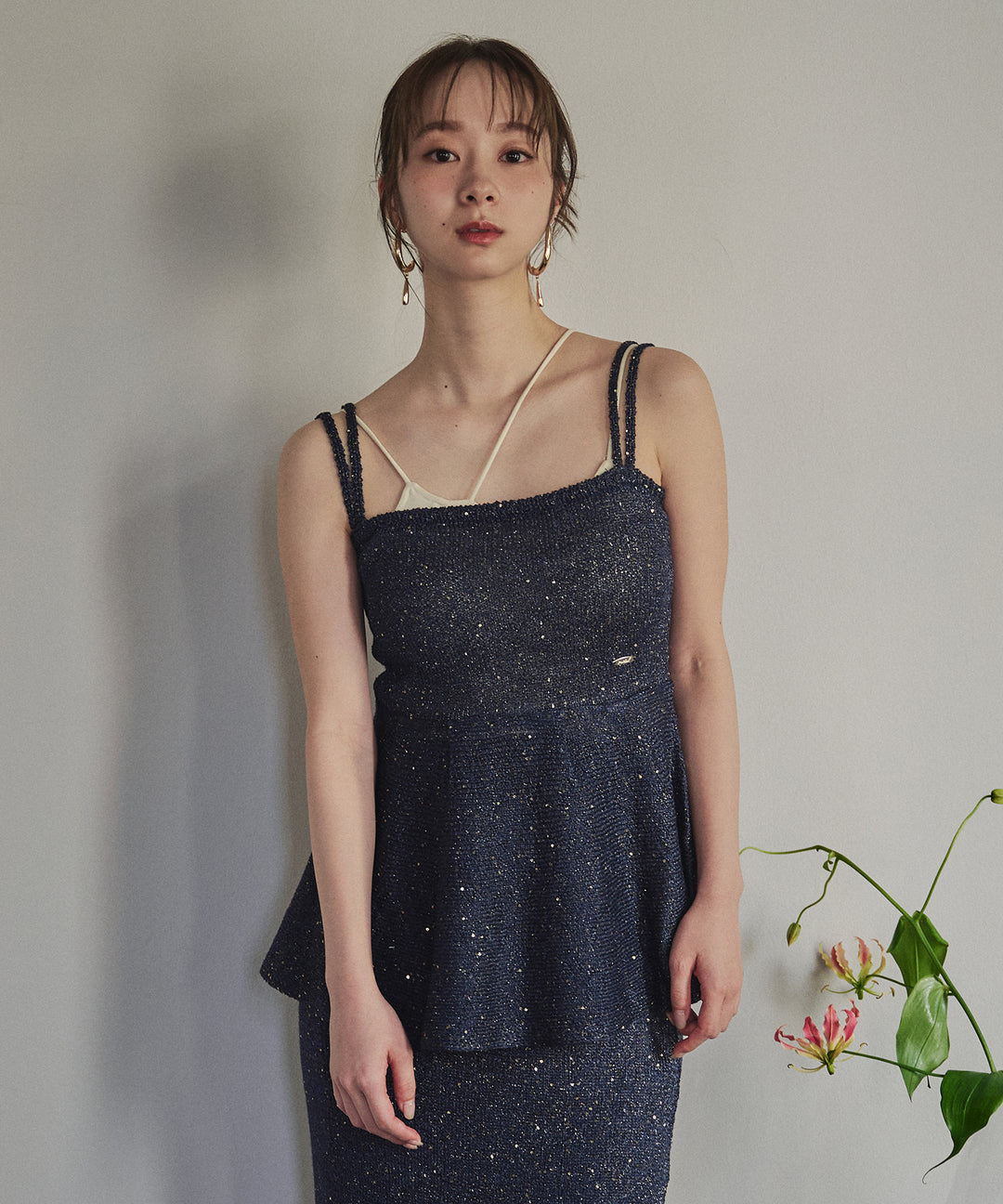 美品　BASEMENT online 袖ファーノーカラーコート ＆HALF ノーカラーコート コート ダンボールニットスプリング