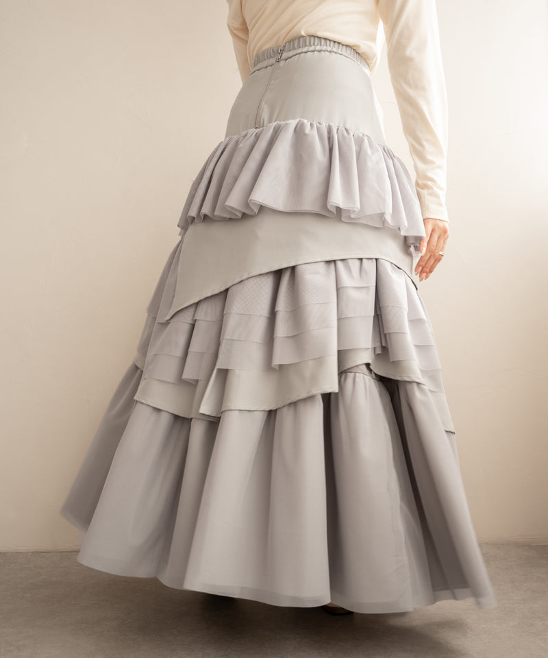 tull mix tiered skirt / チュールミックスティアードスカート