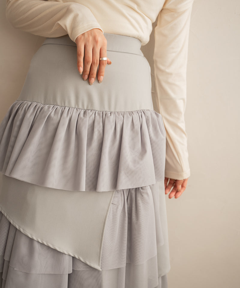 tull mix tiered skirt / チュールミックスティアードスカート