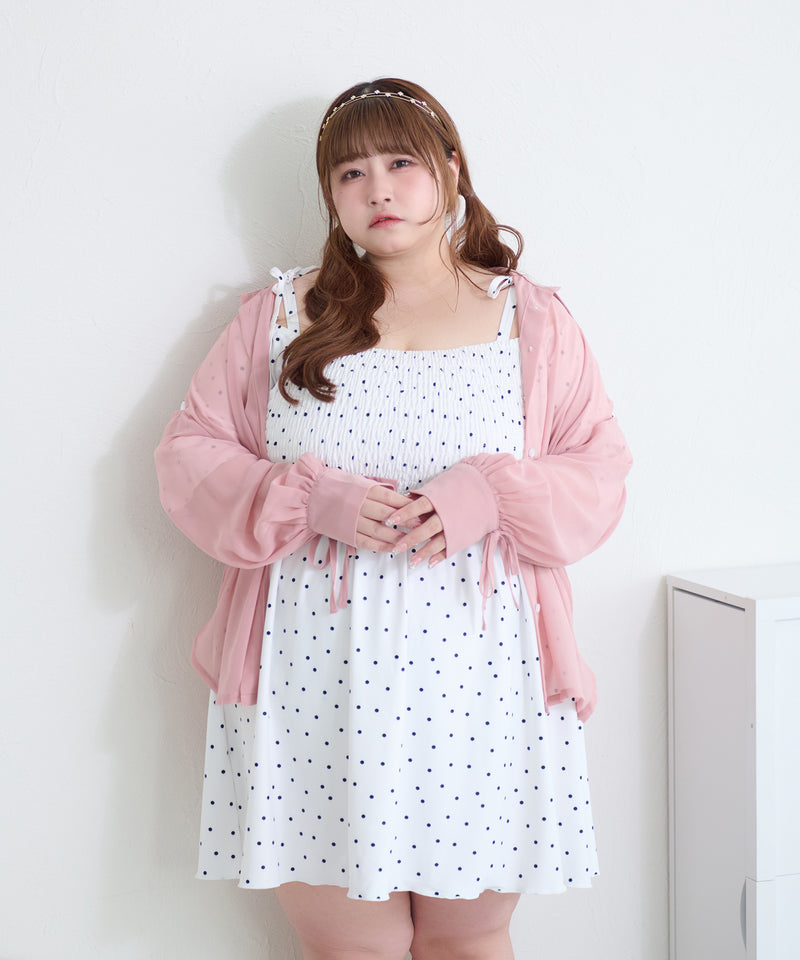 RIBBON SLEEVE SHEER OVER SHIRT/リボンスリーブシアーオーバーシャツ