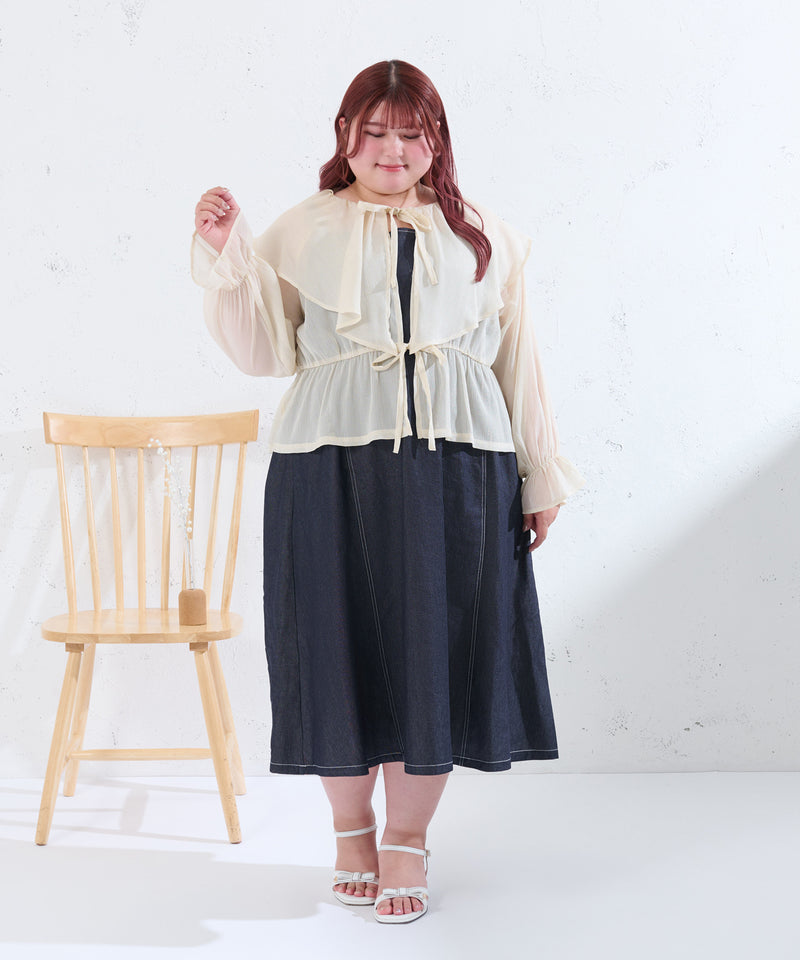 GLITTER SHEER RIBBON RAFFLE BLOUSE/ラメシアーリボンラッフルブラウス