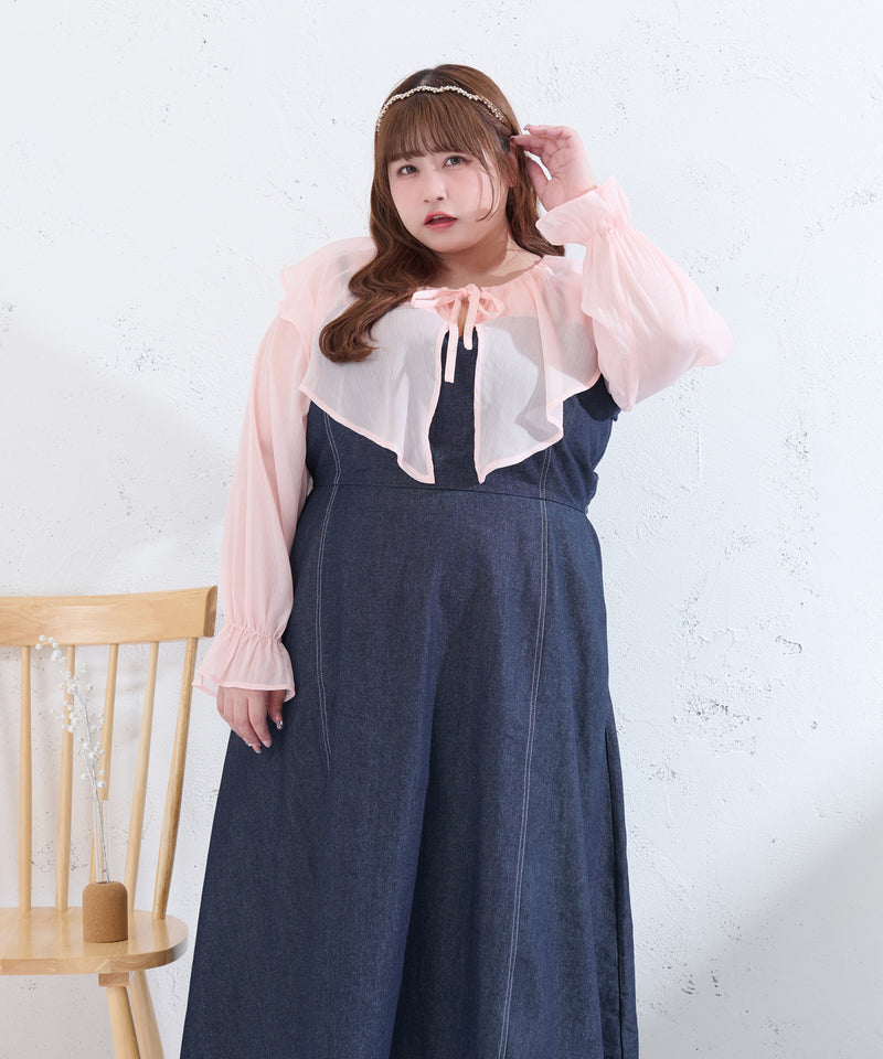 GLITTER SHEER RIBBON RAFFLE BLOUSE/ラメシアーリボンラッフルブラウス